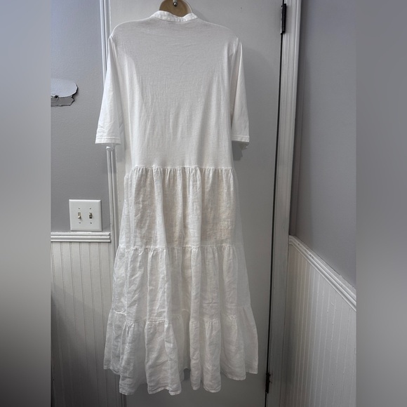 Etici Women’s White Linen Maxi Dress Cottagecore Button Front Made in Italy M/L - Picture 11 of 15